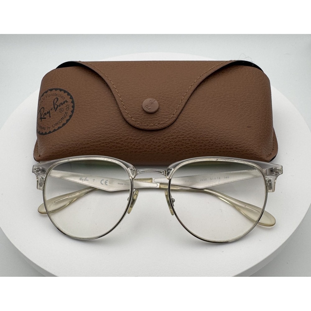 Ray-Ban Eyeglasses Unisex Silver RB6396 2936 Clubmaster Metal 51-19-140 w/Case